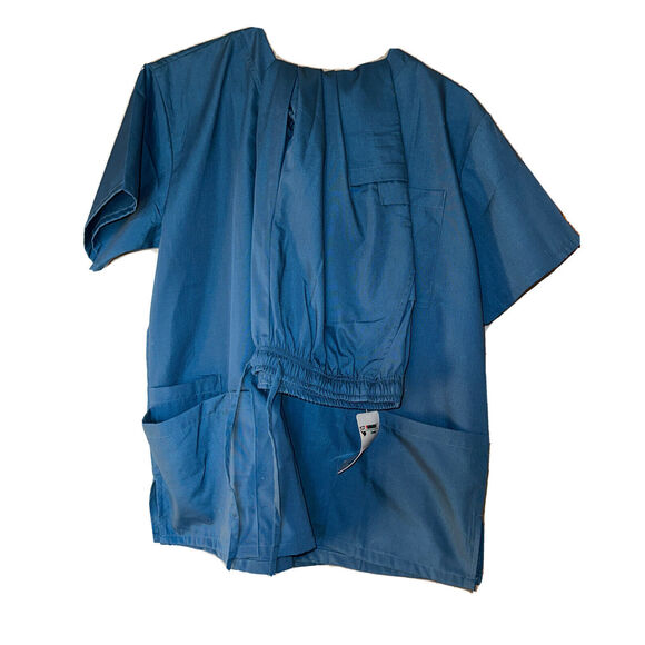 Pandamed Nursing Scrub Set Women Top& Pants Caribbean Blue Color Size M Pockets - Picture 1 of 3